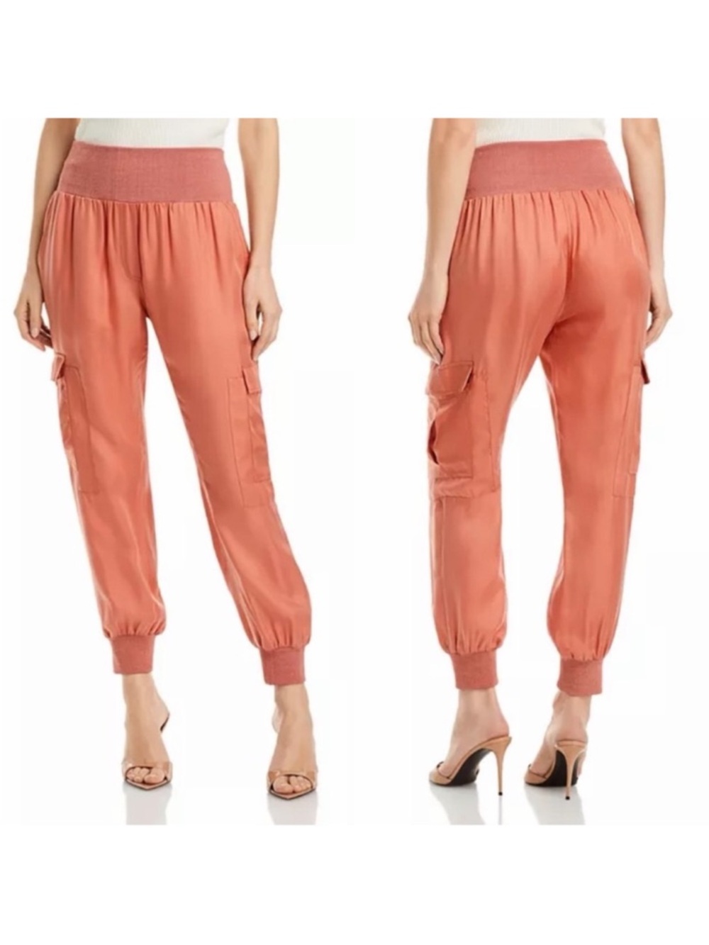 NWT Cinq à Sept Giles Cupro Crop Cargo Joggers